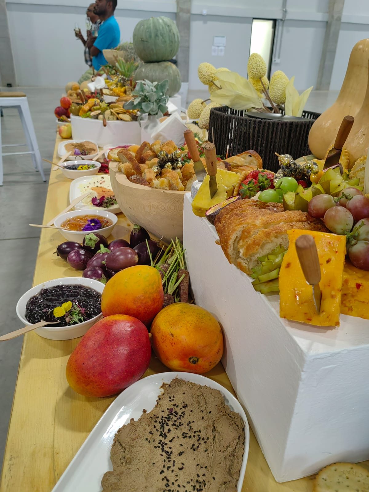 Harvest table — fruit, breads, cheeses and dips